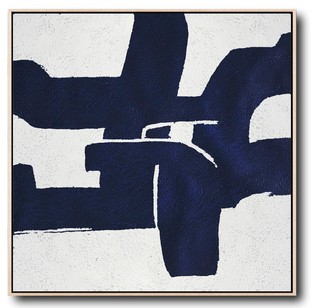 Navy Blue Minimalist Painting #NV125A - Click Image to Close